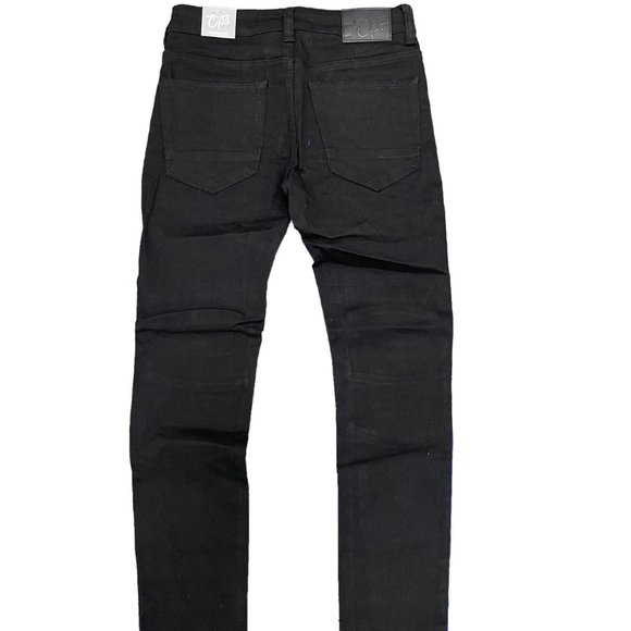 Men's Jet Black Jeans with Royal Blue Side - Picture 2 of 2